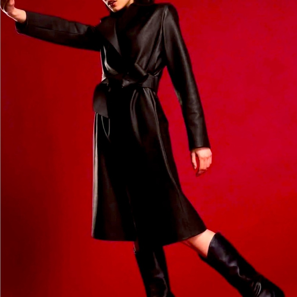 Long genuine leather coat leather jacket trench coat